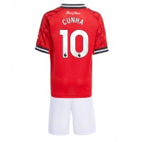 Manchester United Matheus Cunha #10 Domáci Detský futbalový dres 2025-26 Krátky Rukáv (+ trenírky)